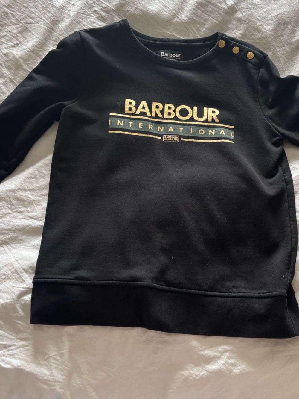 Barbour Black Sweatshirt with Gold Logo
